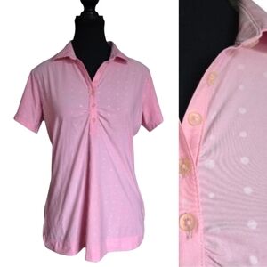 Nike Golf Pink Polka Dot Dri-Fit Tour Performance Polo Top Women’s Medium